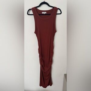 Michael Stars Ribbed Midi Dress in Deep Rust